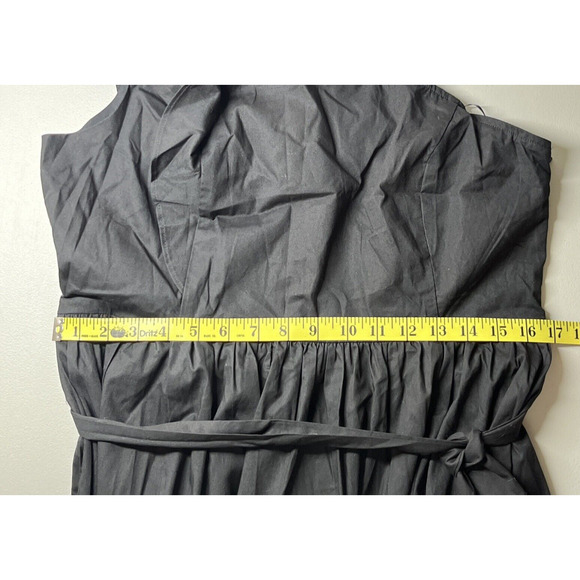 J Crew One Shoulder Midi Dress Size 14 Black Ruffle Trim Tie Waist Classic - Picture 8 of 11